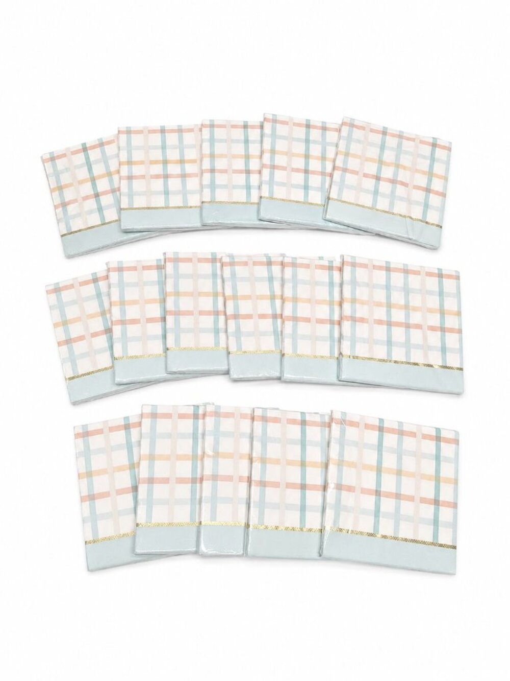 16 Packs Pastel Plaid Paper Napkins 3-Ply 6.5" Party Baby Shower Spring Decor